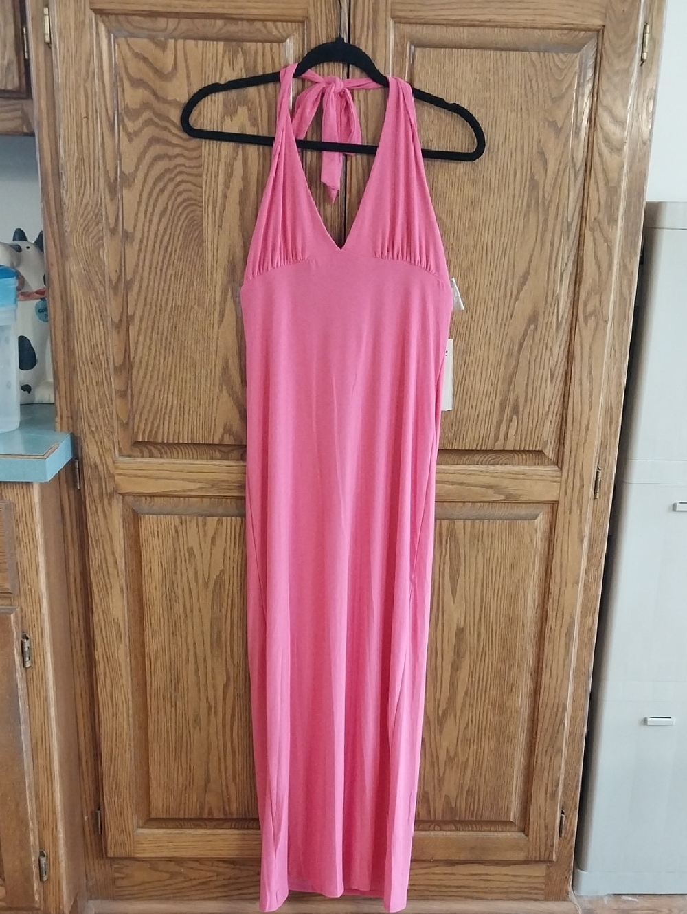 No Boundaries NWT Women's Halter Maxi Dress Size Medium Pink Body Con Coquette